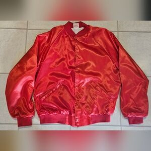 Men's Vintage Red Satin Bomber Jacket